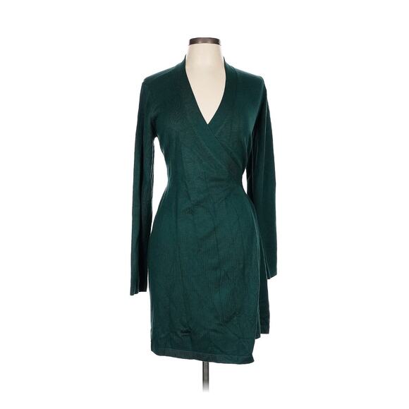 Lulu's Literary Lover Forest Green Wrap Sweater Dress XS NWT - Picture 5 of 8